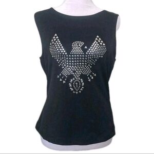 Moa Moa Black Studded Eagle Tank Top Y2K Rocker Cottage Goth XL
